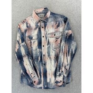 Franklin Flannels Tie Dye Long Sleeve‎ Button Down Shirt (Men's Small) Blue/Pink